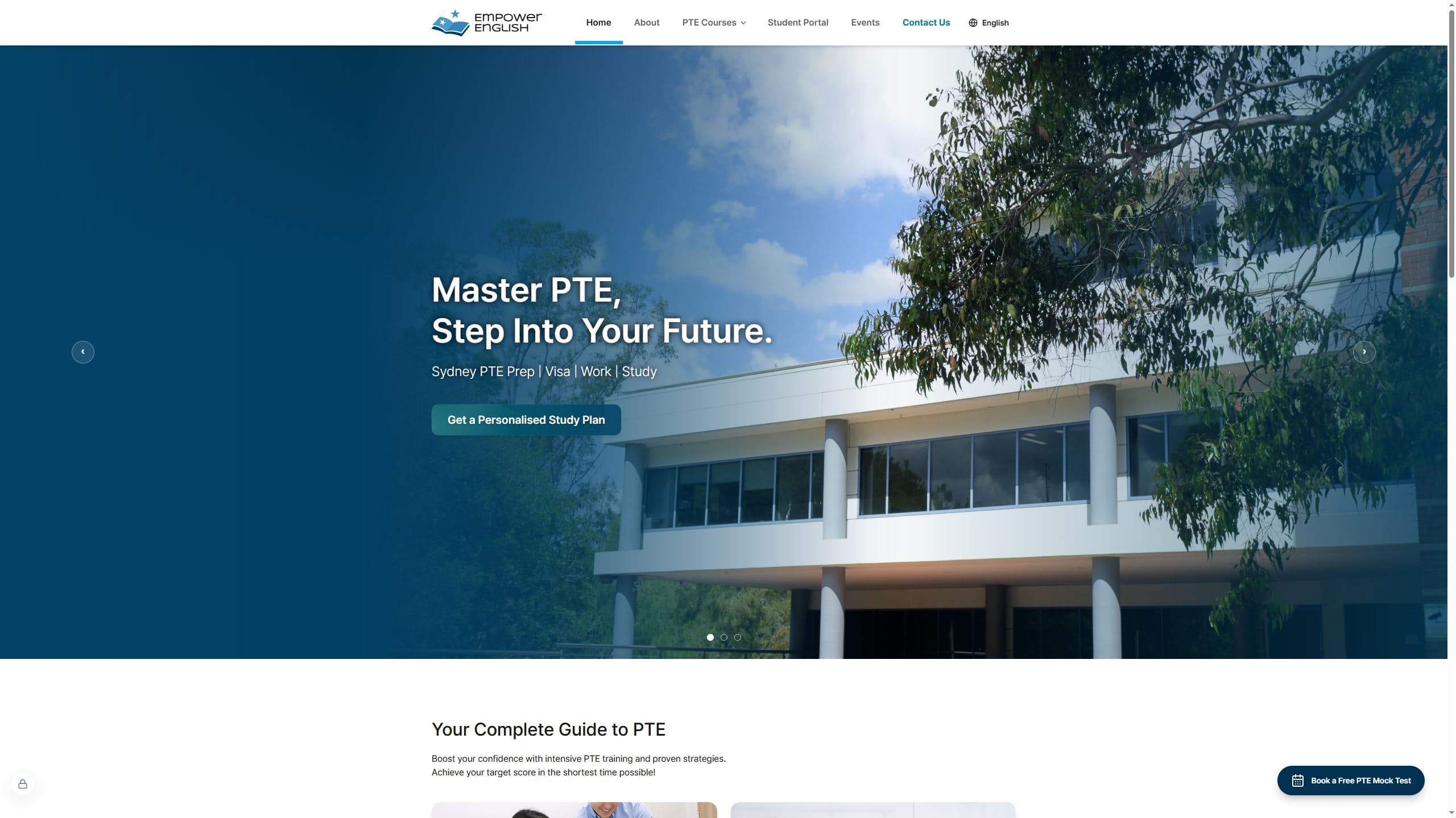 Empower English Academy public website homepage