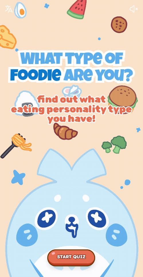 Foodie Personality Quiz home screen