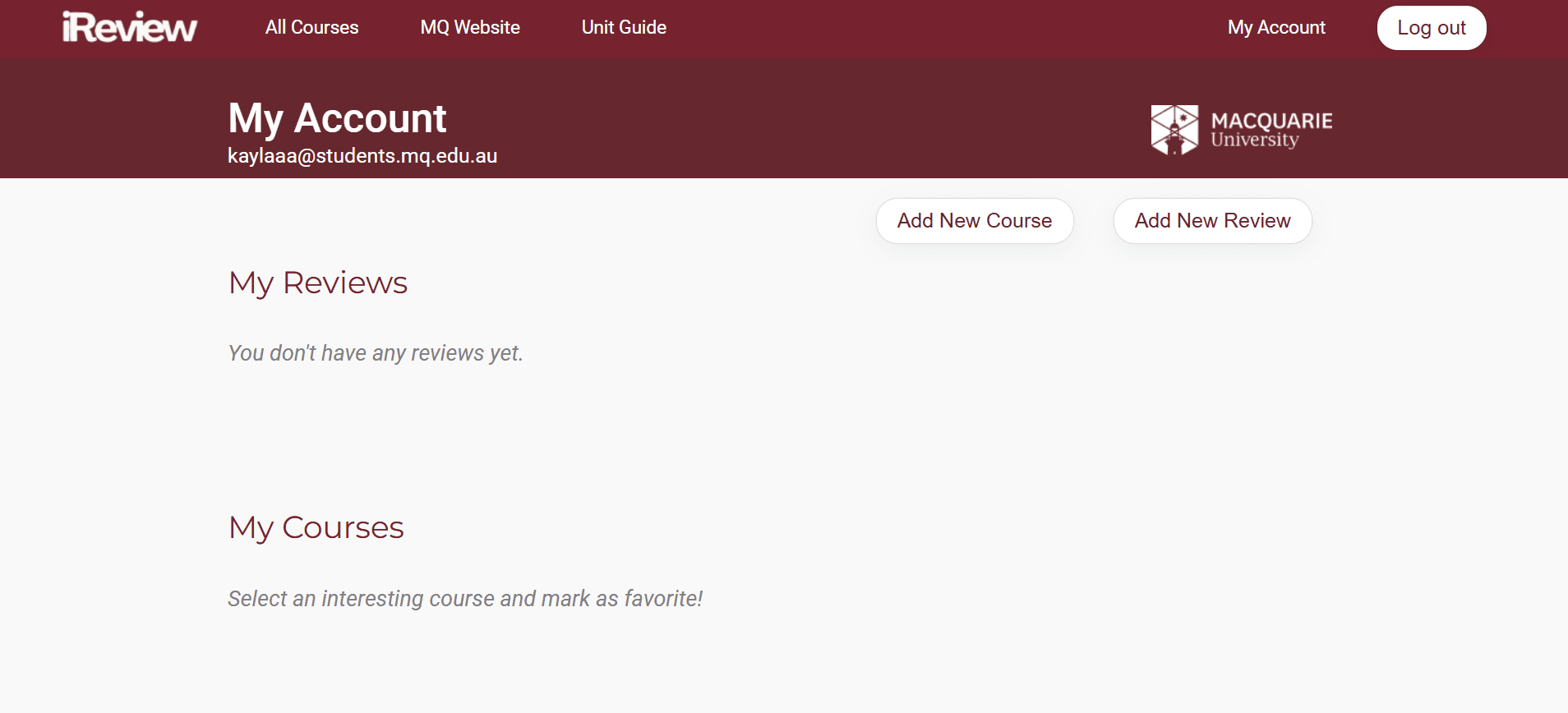 My account page